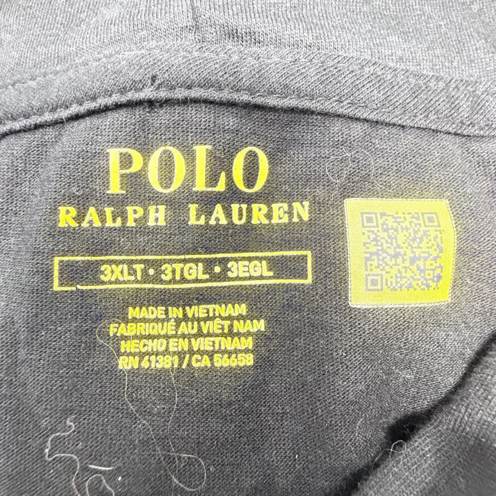 Polo Ralph Lauren Mens 3XLT Tall Black Lightweight Long Sleeve Hooded Tee Shirts